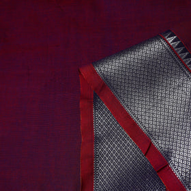  Purple Mercerised Cotton Zari Border Dharwad Fabric