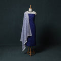 Kutch Bandhani Cotton 2pc Unstitched Dress Material Kurta Set with Earrings 34