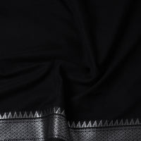 Black - Mercerised Cotton Zari Border Dharwad Fabric 07