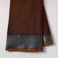 Brown - Mercerised Cotton Zari Border Dharwad Fabric 08