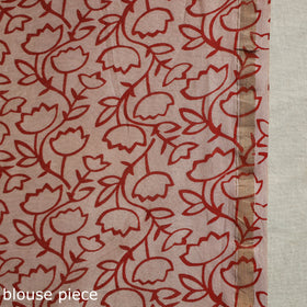 Block Print Chanderi Silk Bagru Saree with Zari Border