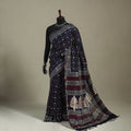 Block Print Chanderi Silk Bagru Saree with Zari Border