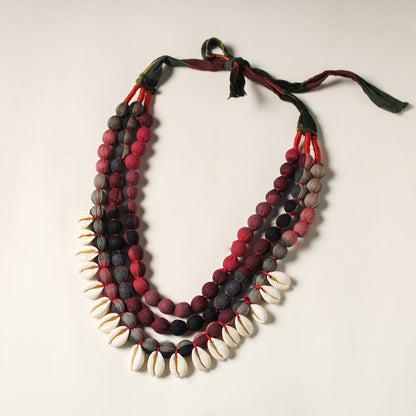 Handcrafted Gamcha Fabart Shell Work Necklace by Rangila Dhaga
