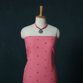 Jacquard Cotton 2pc Unstitched Dress Material Kurta Set with Jewellery Set 10