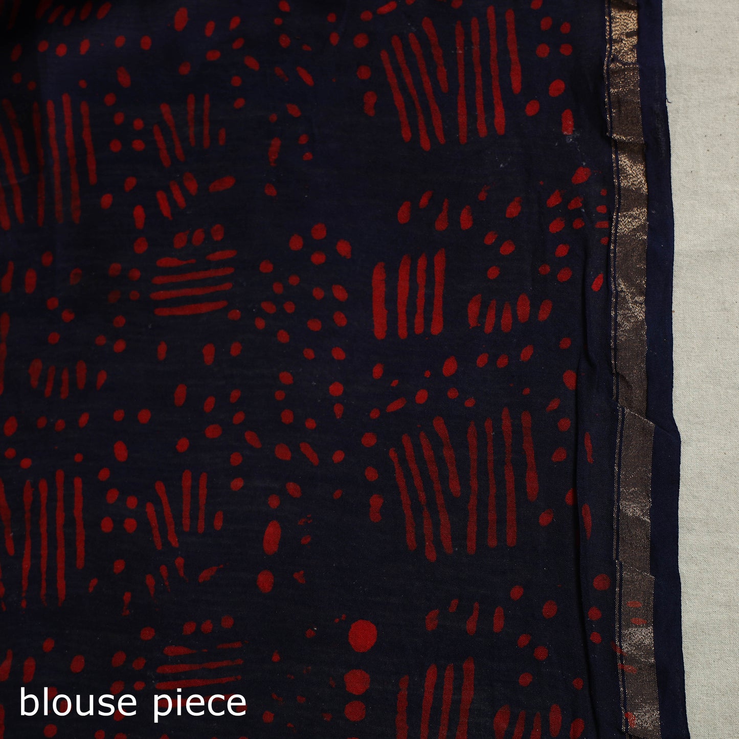 Block Print Chanderi Silk Bagru Saree with Zari Border