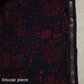 Block Print Chanderi Silk Bagru Saree with Zari Border