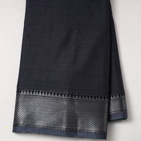 Buy Grey Mercerised Cotton Zari Border Dharwad Fabric