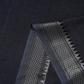 Buy Grey Mercerised Cotton Zari Border Dharwad Fabric