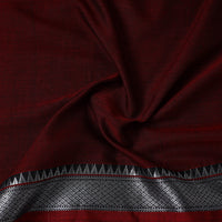 Maroon - Mercerised Cotton Zari Border Dharwad Fabric 11