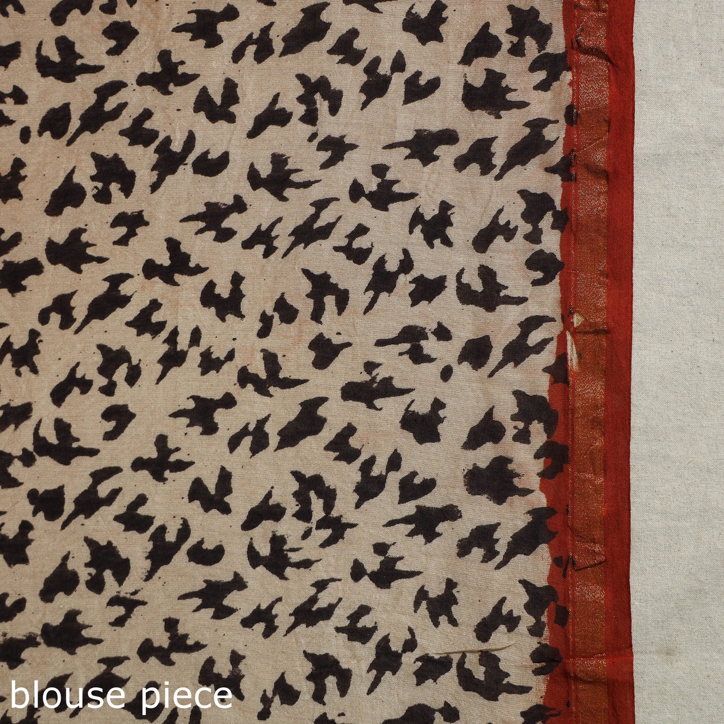 Block Print Chanderi Silk Bagru Saree with Zari Border