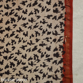 Block Print Chanderi Silk Bagru Saree with Zari Border