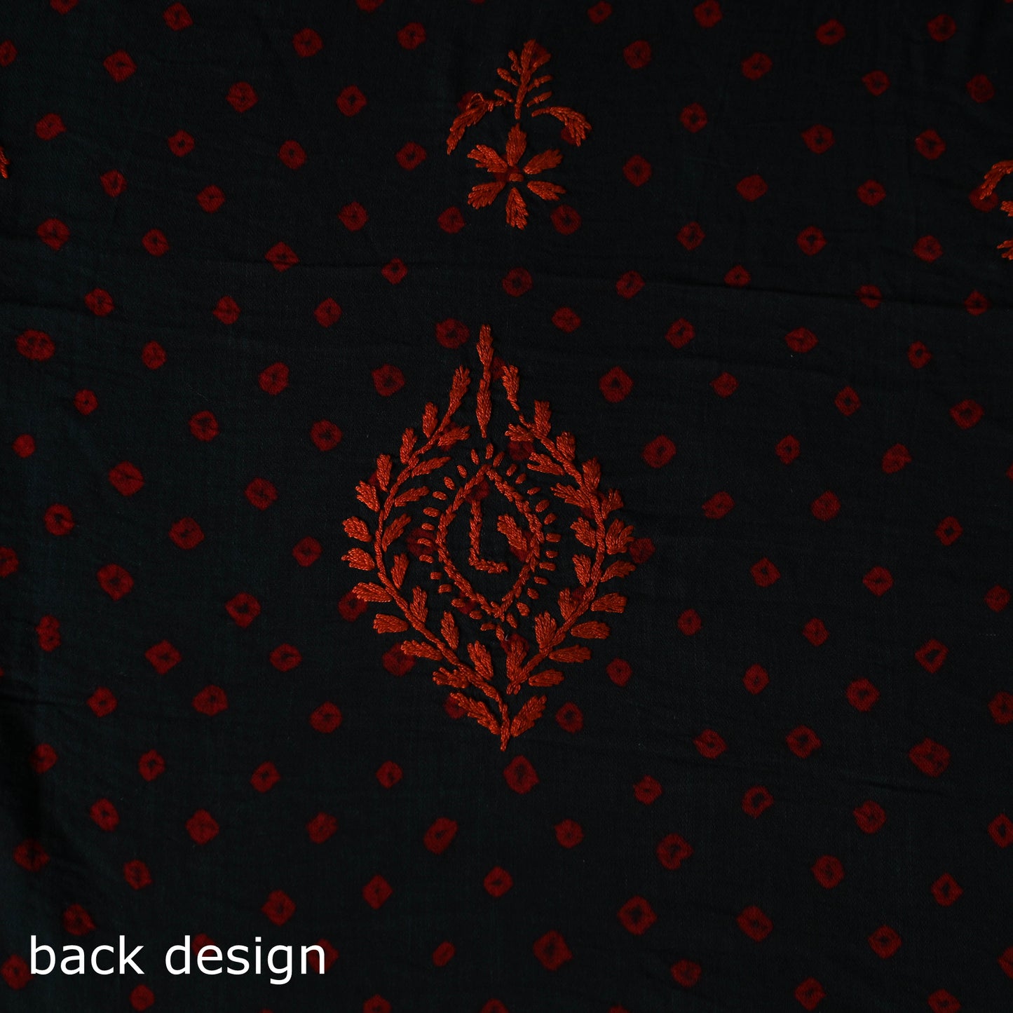 Lucknowi Chikankari Hand Embroidered Bandhani Cotton Unstitched Kurta Material (2.5M) 10