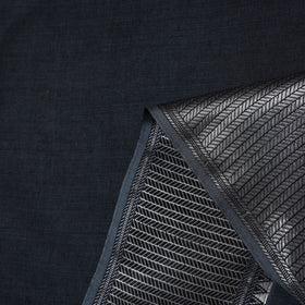  Dark Grey Mercerised Cotton Zari Border Dharwad Fabric