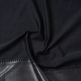  Dark Grey Mercerised Cotton Zari Border Dharwad Fabric