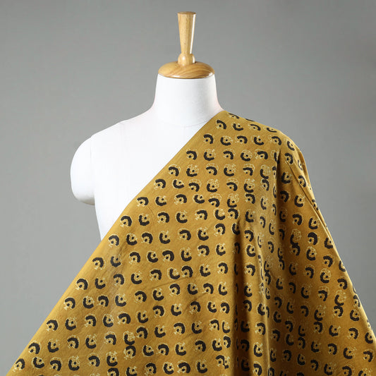 Yellow - Ajrakh Hand Block Printed Cotton Fabric 50
