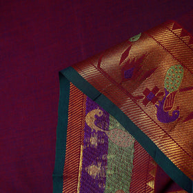 Buy Purple Mercerised Cotton Paithani Border Dharwad Fabric