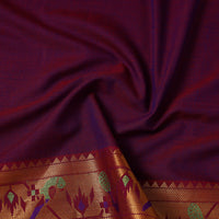 Purple - Mercerised Cotton Paithani Border Dharwad Fabric 15