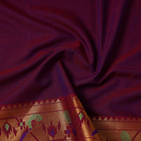 Buy Purple Mercerised Cotton Paithani Border Dharwad Fabric