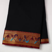 Black - Mercerised Cotton Paithani Border Dharwad Fabric 16