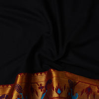 Black - Mercerised Cotton Paithani Border Dharwad Fabric 16