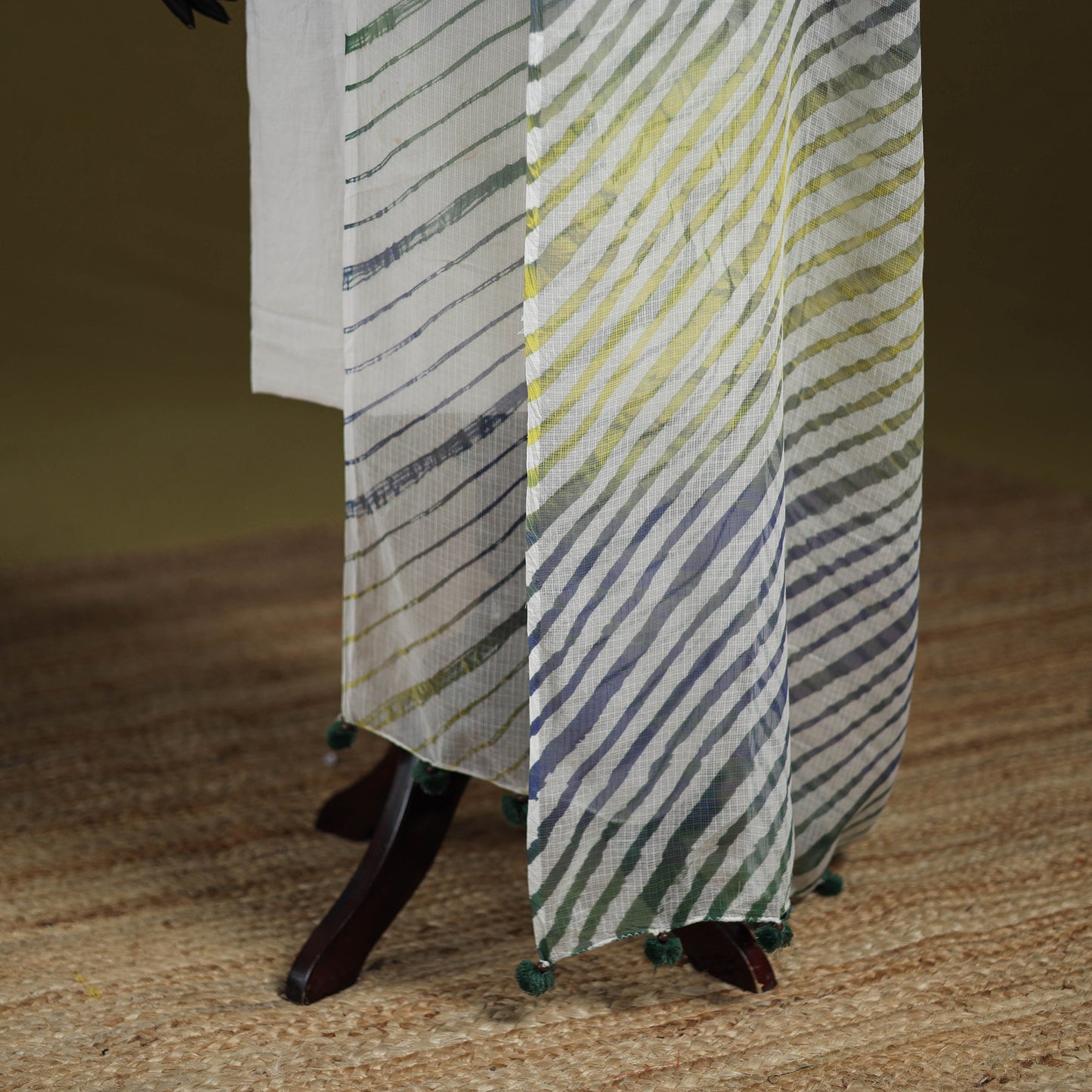 Leheriya Tie-Dye Kota Doria Cotton Dupatta with Tassels 01