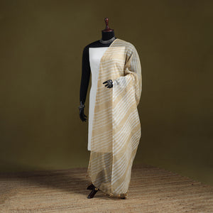 Beige - Leheriya Tie-Dye Kota Doria Cotton Dupatta with Tassels 03