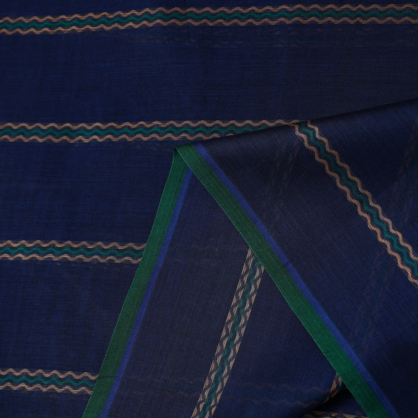 Blue - Mercerised Cotton Thread Work Dharwad Fabric 02