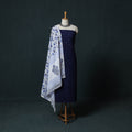Kutch Bandhani Cotton 2pc Unstitched Dress Material Kurta Set with Earrings 42