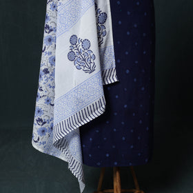 Kutch Bandhani Cotton 2pc Unstitched Dress Material Kurta Set with Earrings 42