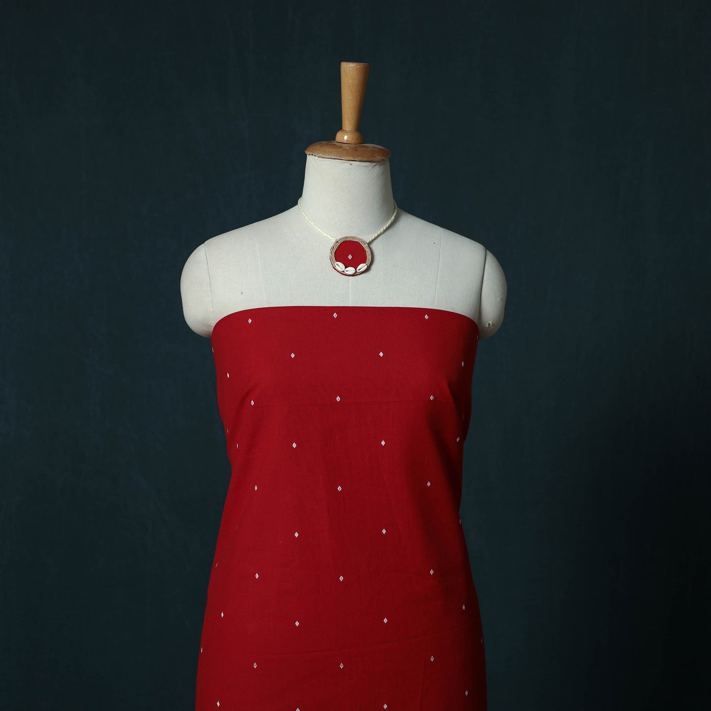 Jacquard Cotton 2pc Unstitched Dress Material Kurta Set with Jewellery Set 15