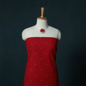 Jacquard Cotton 2pc Unstitched Dress Material Kurta Set with Jewellery Set 15