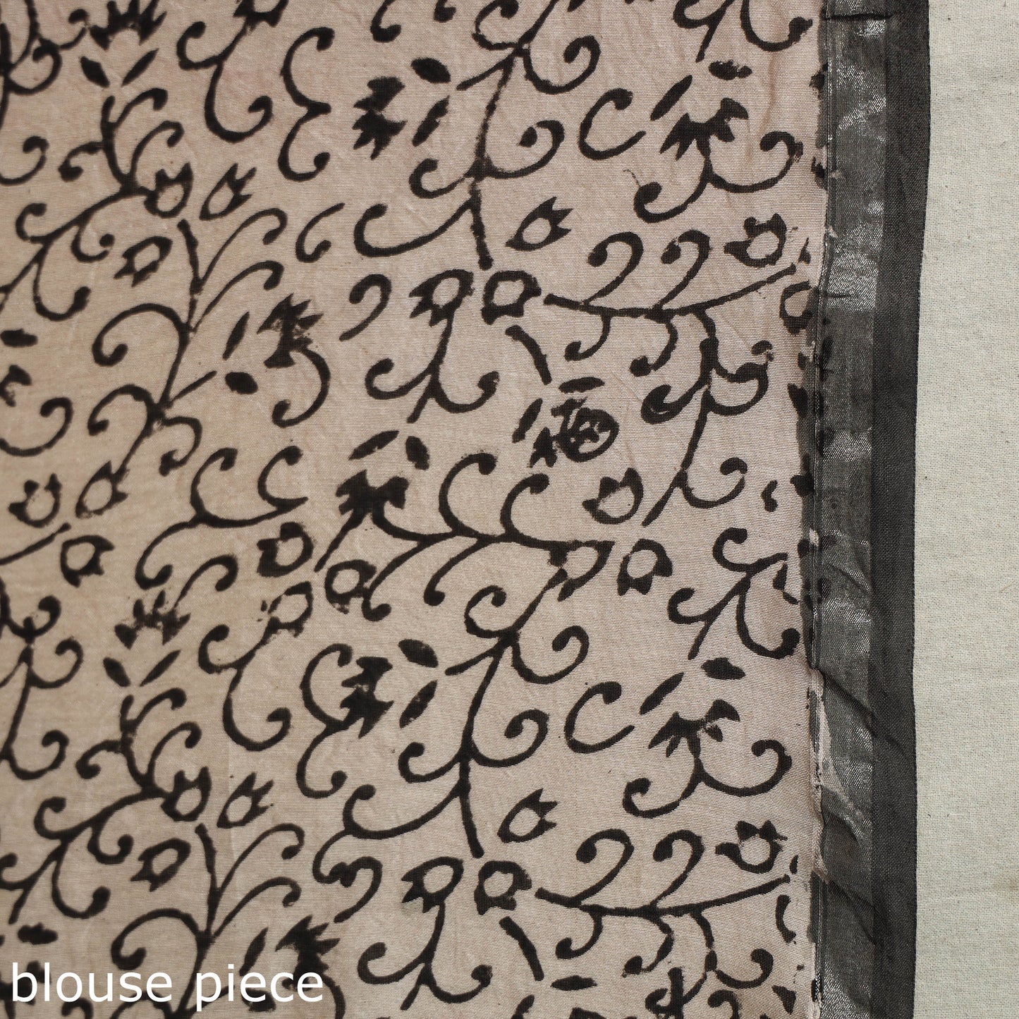 Block Print Chanderi Silk Bagru Saree with Zari Border