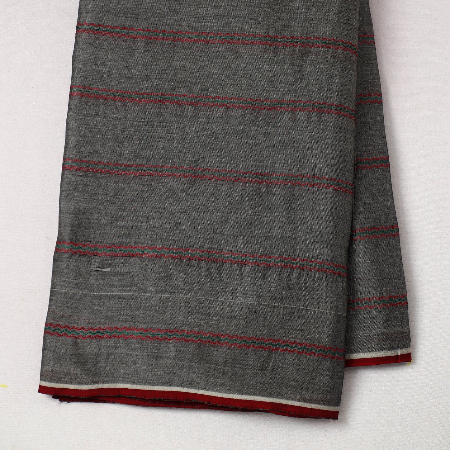 Grey - Mercerised Cotton Thread Work Dharwad Fabric 03