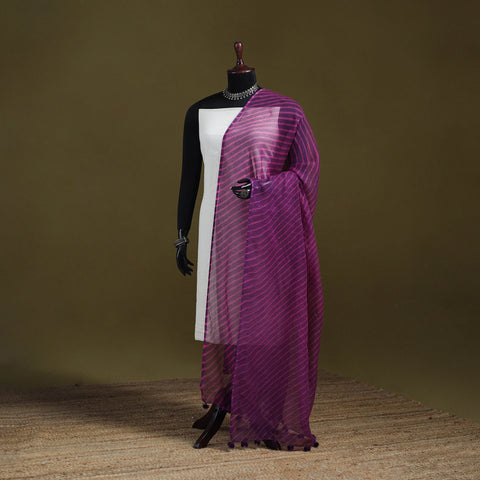 Leheriya Tie-Dye Kota Doria Cotton Dupatta with Tassels 05