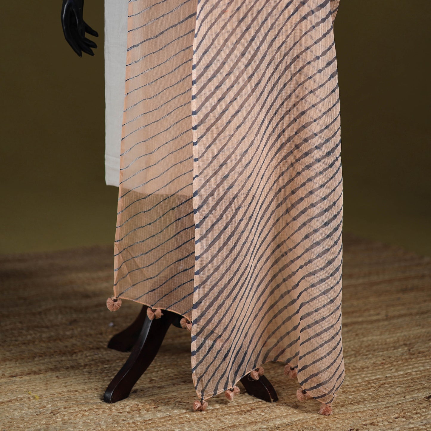 Leheriya Tie-Dye Kota Doria Cotton Dupatta with Tassels 06
