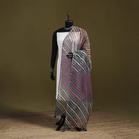 Leheriya Tie-Dye Kota Doria Cotton Dupatta with Tassels 07