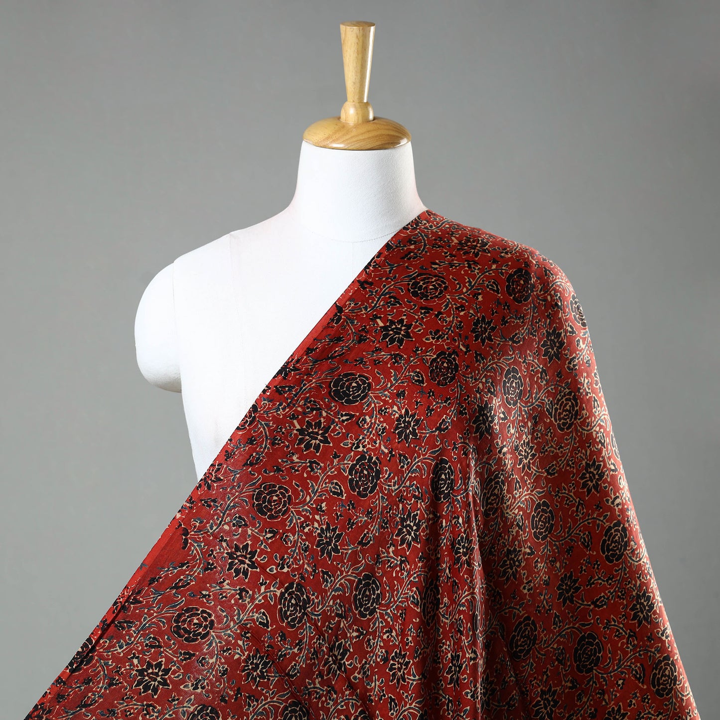 Red - Ajrakh Hand Block Printed Modal Silk Fabric 38