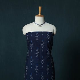 Blue - Pochampally Ikat Cotton 2pc Unstitched Dress Material Kurta Set with Jewellery Set 17