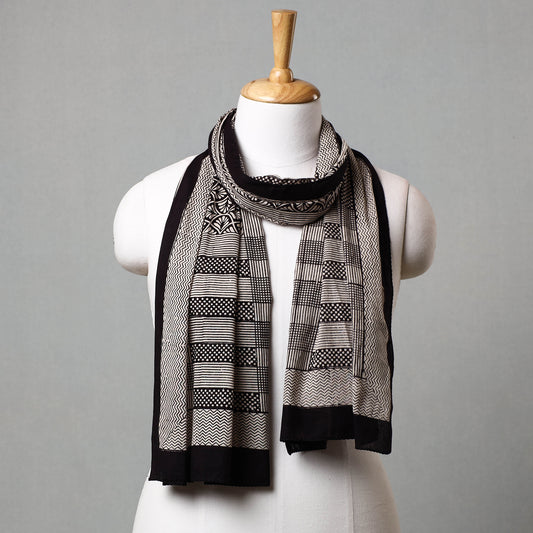 Black - Bagh Hand Block Printed Cotton Stole