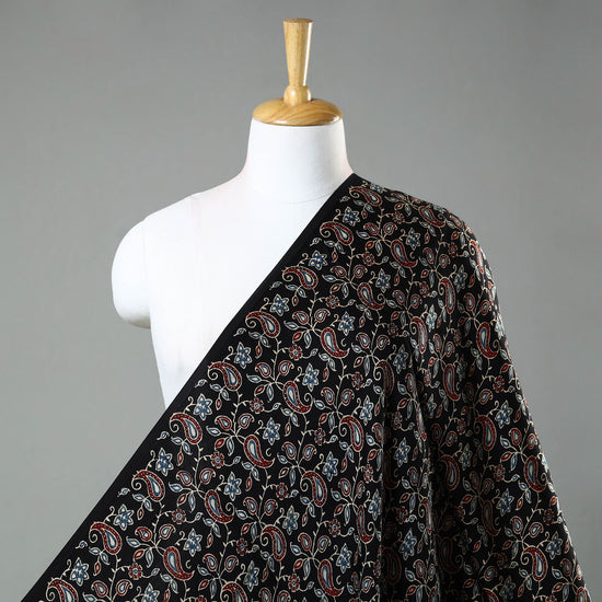 Black - Ajrakh Hand Block Printed Modal Silk Fabric 36