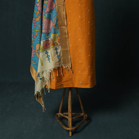 Jacquard Woven 2pc Cotton Unstitched Dress Material Kurta Set with Jewellery 03