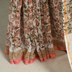 Block Print Chanderi Silk Sanganeri Saree with Zari Border