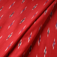 Red - Enchanting Scarlet Pochampally Ikat Weave Cotton Fabric 05