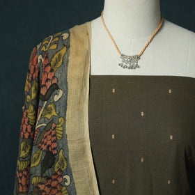 Jacquard Woven 2pc Cotton Unstitched Dress Material Kurta Set with Jewellery 04
