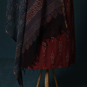 Pochampally Ikat Cotton 2pc Unstitched Dress Material Kurta Set with Jewellery Set 19