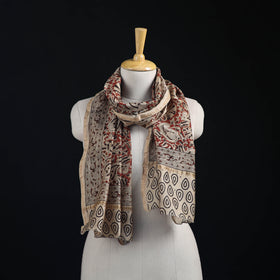 Pedana Kalamkari Hand Bock Print Natural Dyed Handloom Chanderi Silk Stole 02