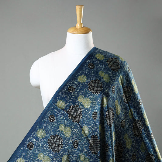 Blue - Ajrakh Hand Block Printed Modal Silk Fabric 25