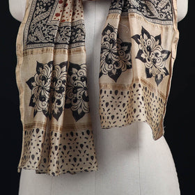 Pedana Kalamkari Hand Bock Print Natural Dyed Handloom Chanderi Silk Stole 07