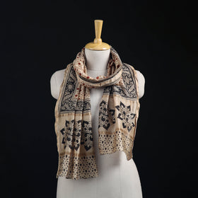 Pedana Kalamkari Hand Bock Print Natural Dyed Handloom Chanderi Silk Stole 07