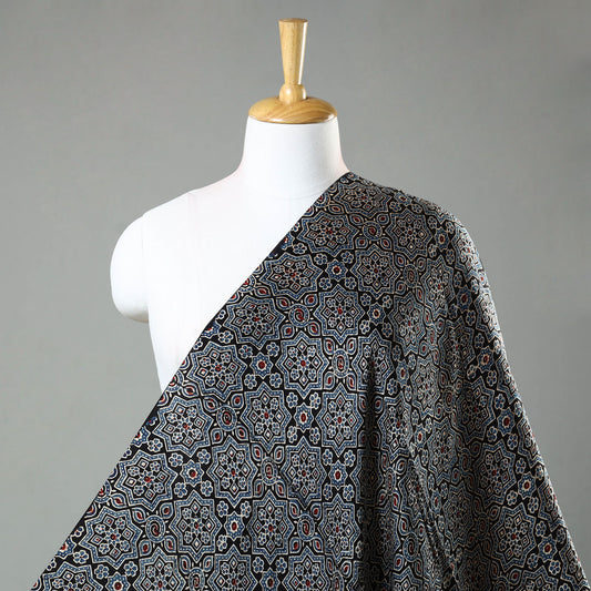 Ajrakh Hand Block Printed Modal Silk Fabric 22